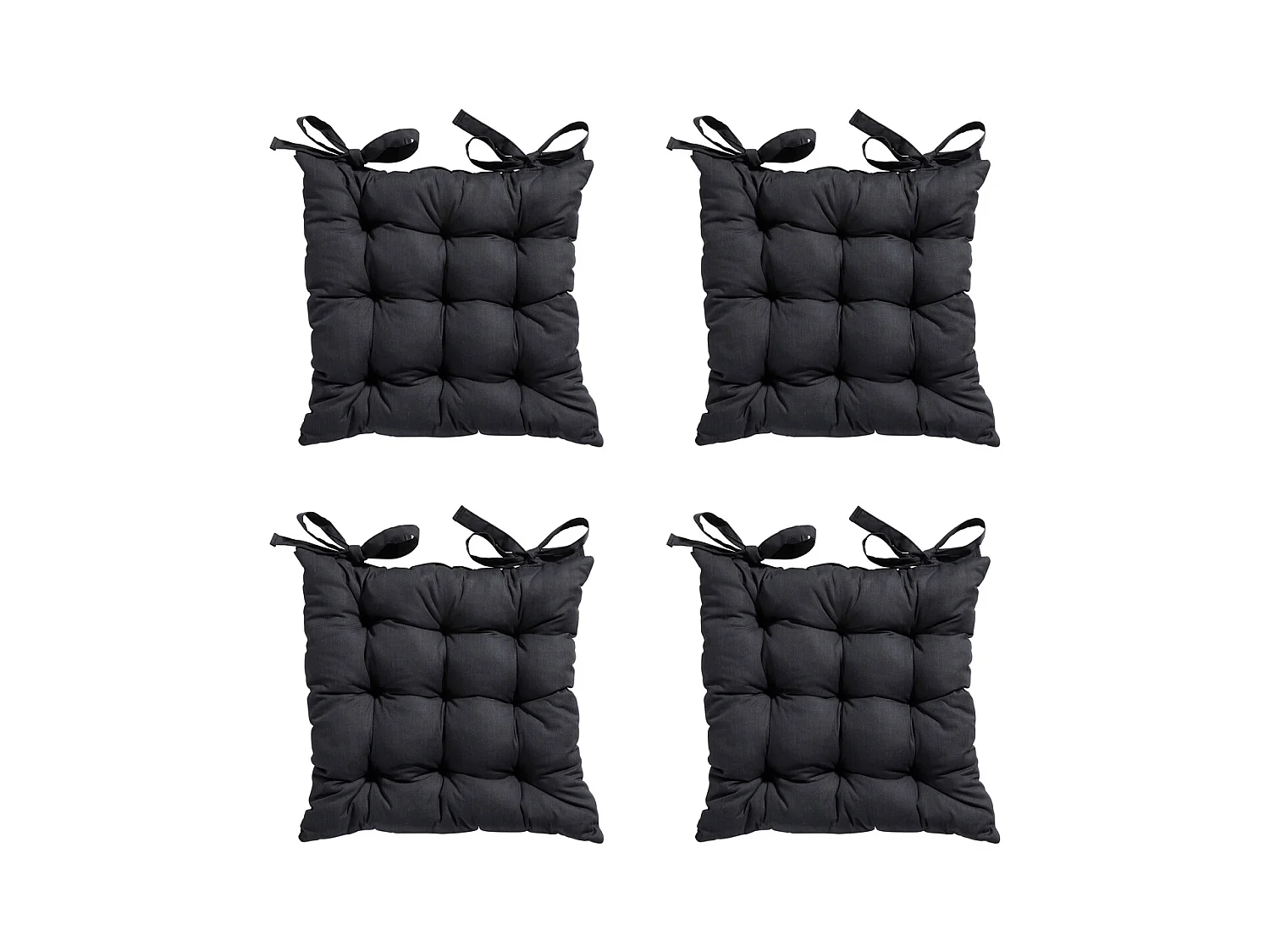 Coussin d'assise Tuscany Basic noir - Environ 46 x 46 cm - Lot de 4