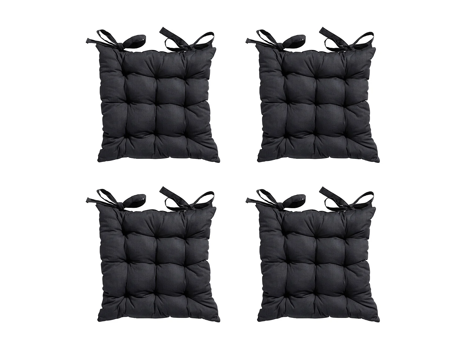 Coussin d'assise Tuscany Basic noir - Environ 46 x 46 cm - Lot de 4
