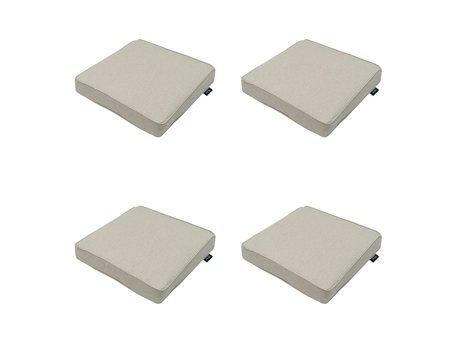 Coussin d'assise en toile beige éco+ - Environ 40 x 40 cm - Lot de 4