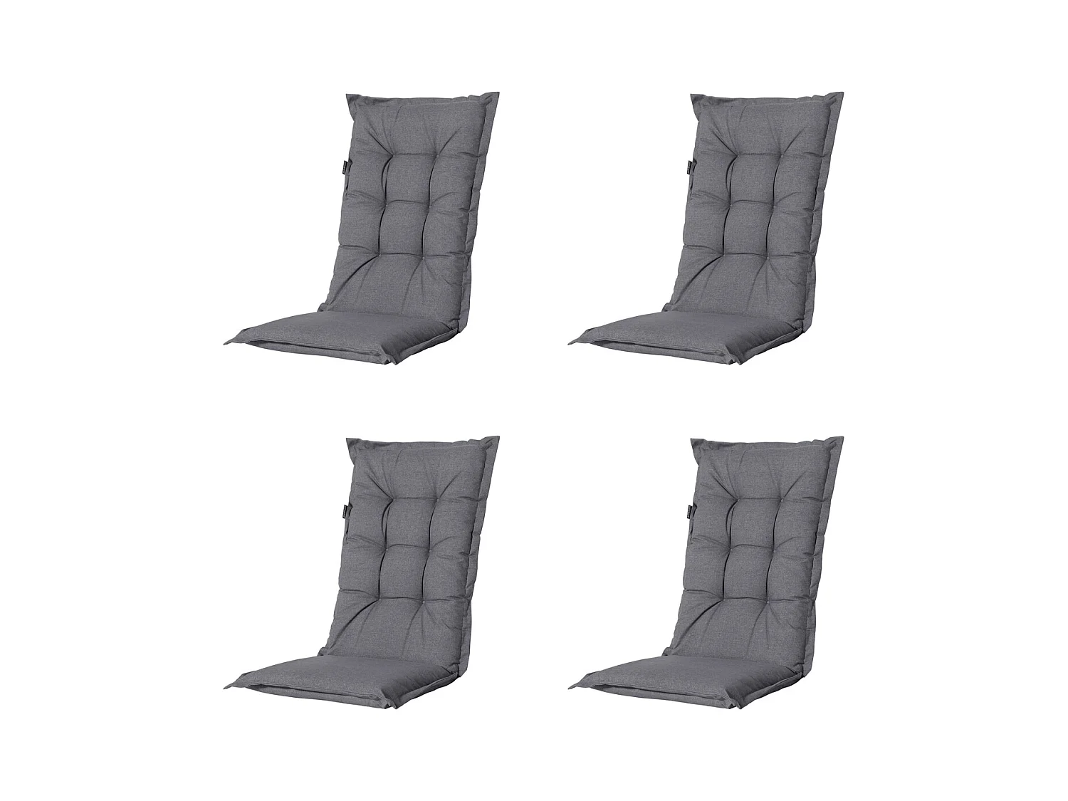Coussin de chaise de jardin haut dossier Oxford gris - Environ 123 x 50 cm - Lot de 4