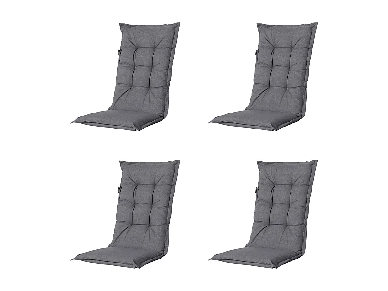 Coussin de chaise de jardin haut dossier Oxford gris - Environ 123 x 50 cm - Lot de 4
