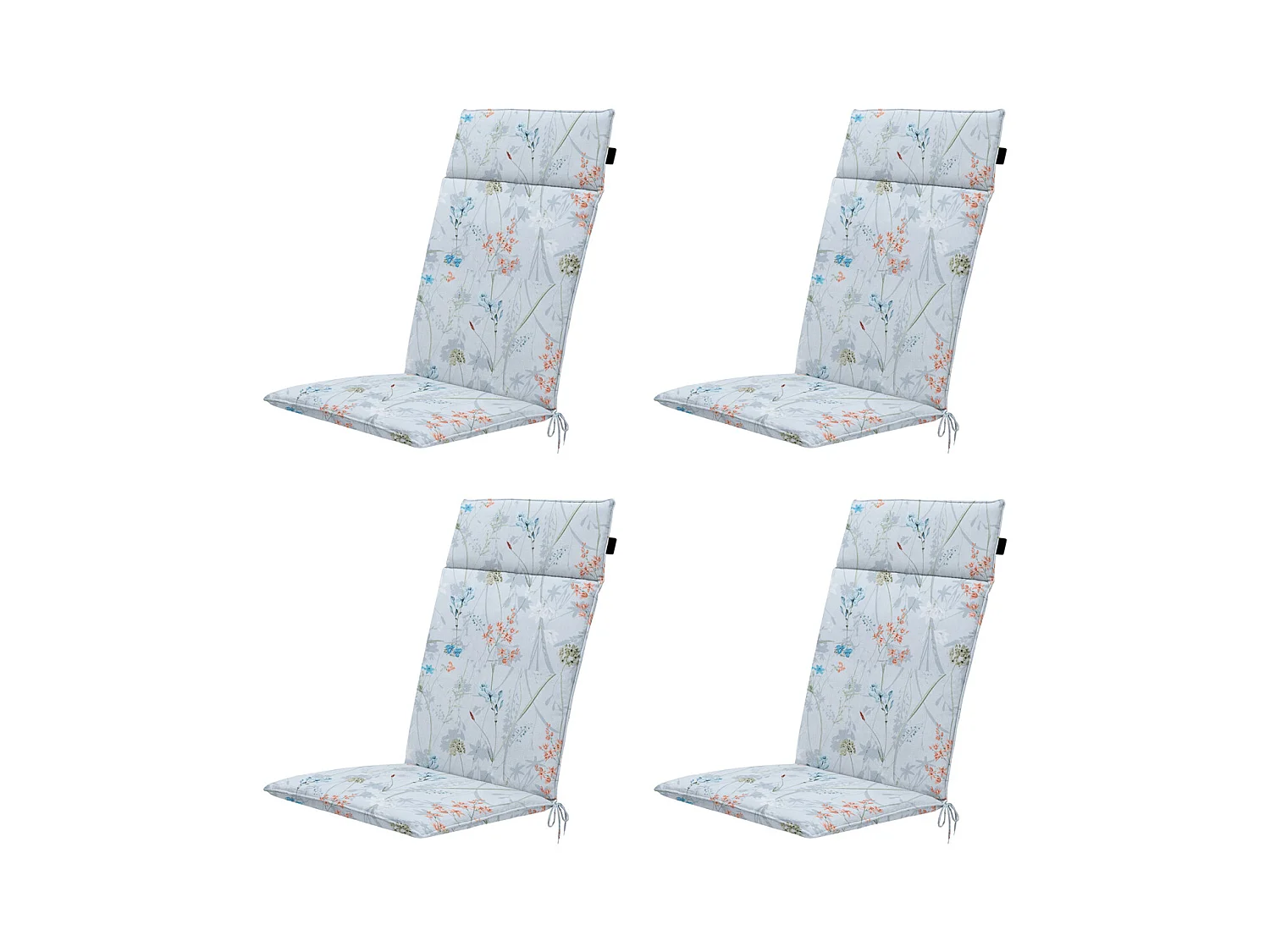 Coussin de chaise de jardin haut dossier Donna toile azur éco+ - Environ 120 x 50 cm - Lot de 4
