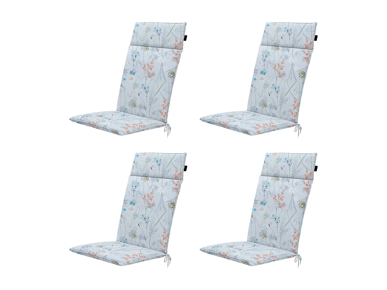 Coussin de chaise de jardin haut dossier Donna toile azur éco+ - Environ 120 x 50 cm - Lot de 4