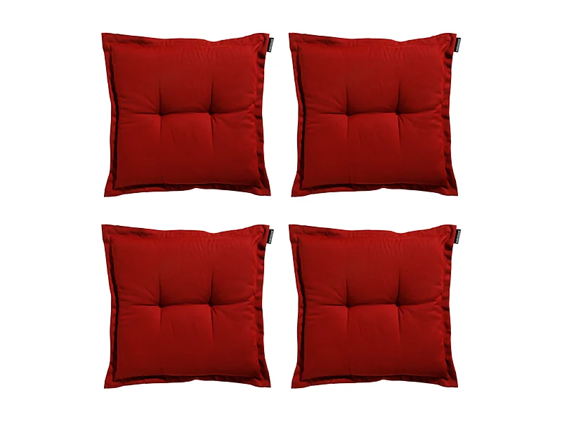 Coussin d'assise Rib rouge - Environ 50x50 cm - Lot de 4