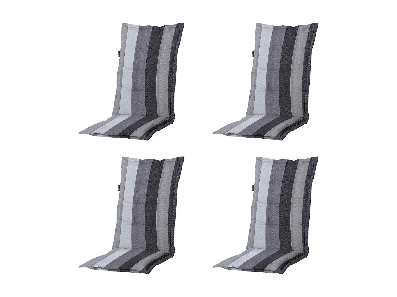 Cojín para silla de jardín con respaldo alto Victoria gris - Aprox. 123x50 cm - Juego de 4