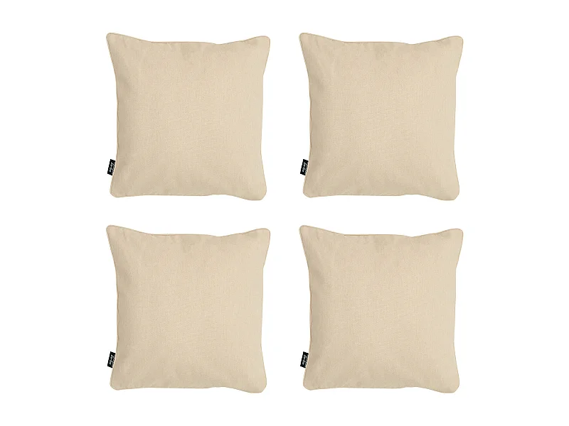 Coussin décoratif en toile beige éco+ - Environ 50x50 cm - Lot de 4