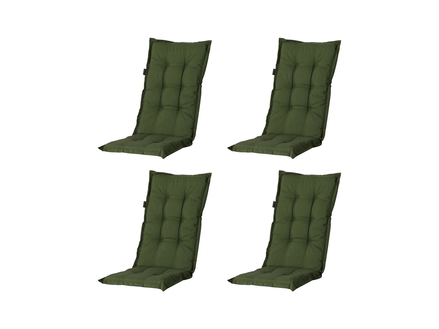 Coussin de chaise de jardin à dossier bas Panama vert - Environ 105 x 50 cm - Lot de 4