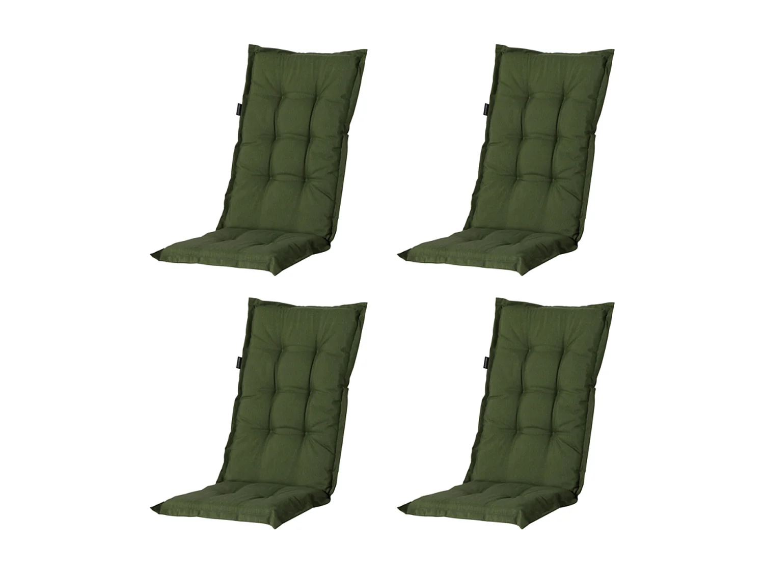 Coussin de chaise de jardin à dossier bas Panama vert - Environ 105 x 50 cm - Lot de 4