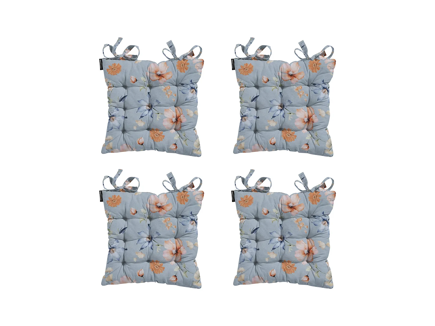 Coussin d'assise Toscane Florina bleu - Env. 46 x 46 cm - Lot de 4