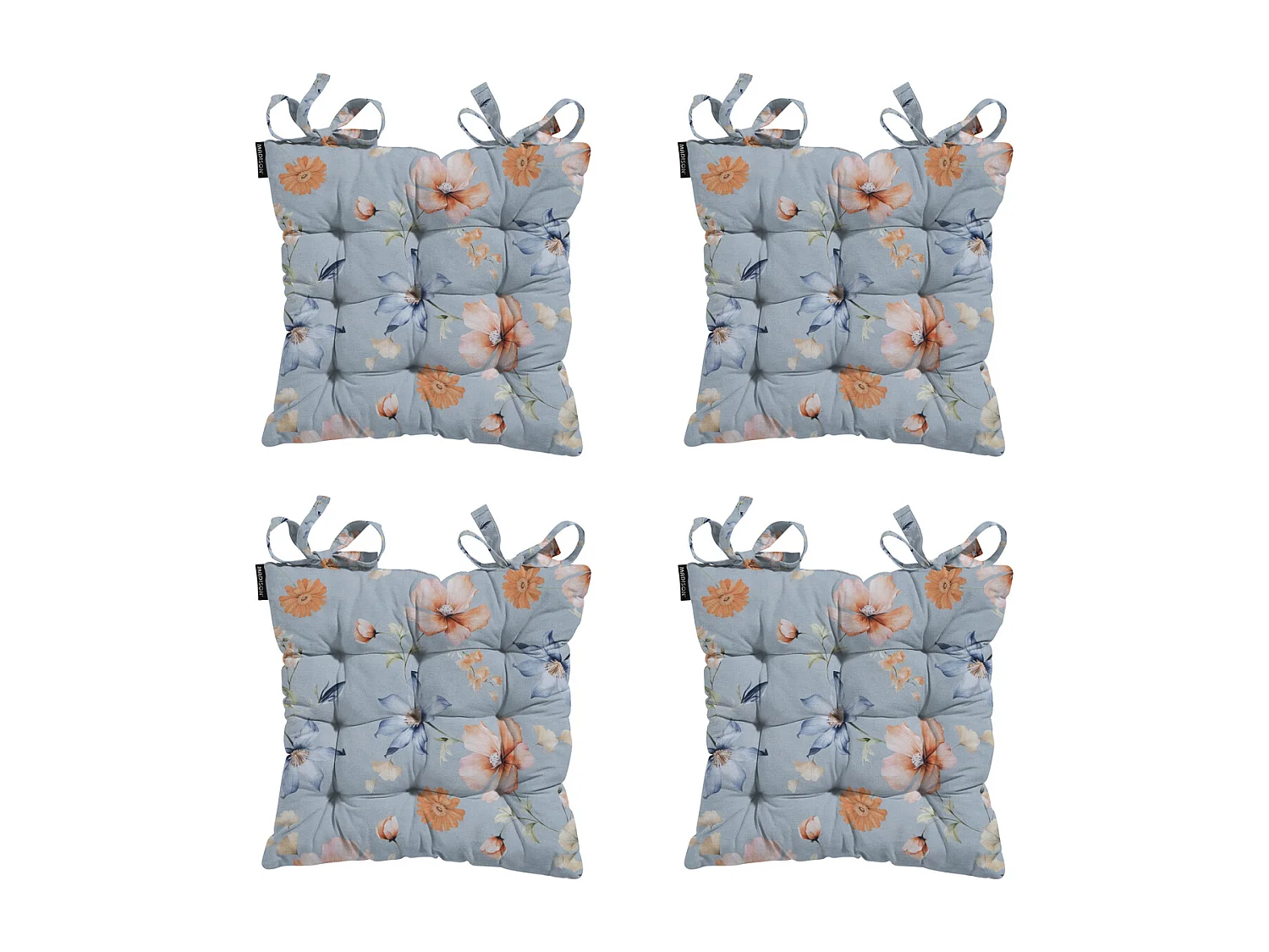 Coussin d'assise Toscane Florina bleu - Env. 46 x 46 cm - Lot de 4