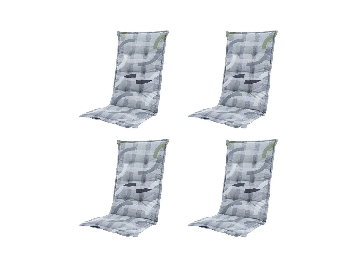 Coussin de chaise de jardin à dossier haut Tess sauge - Environ 123 x 50 cm - Lot de 4