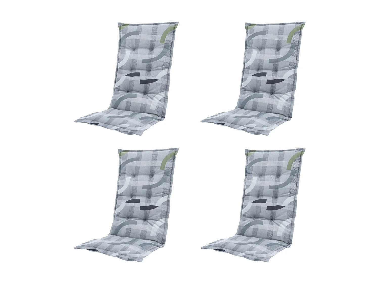 Coussin de chaise de jardin à dossier haut Tess sauge - Environ 123 x 50 cm - Lot de 4