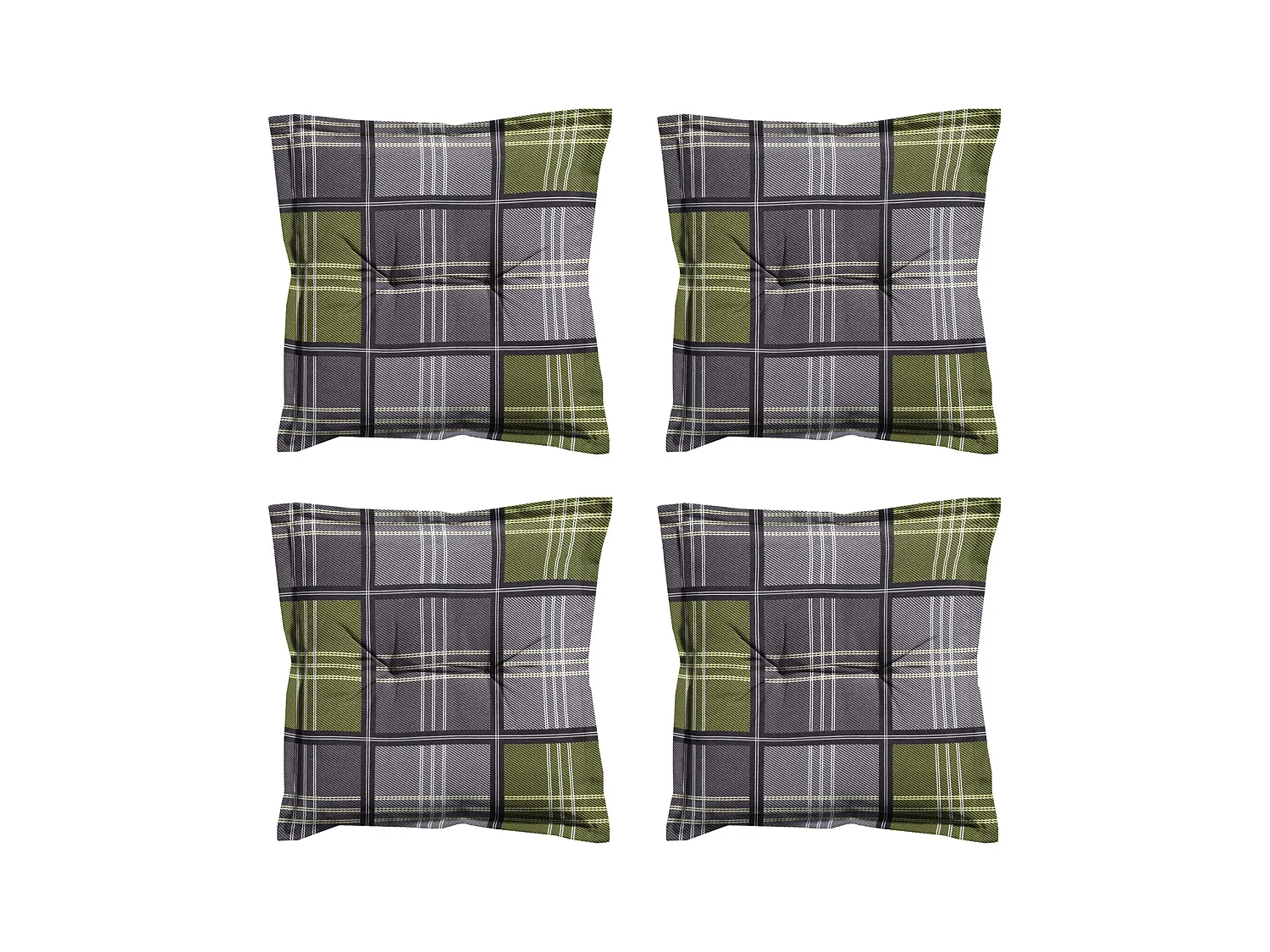 Coussin d'assise Patchy olive - Environ 50 x 50 cm - Lot de 4