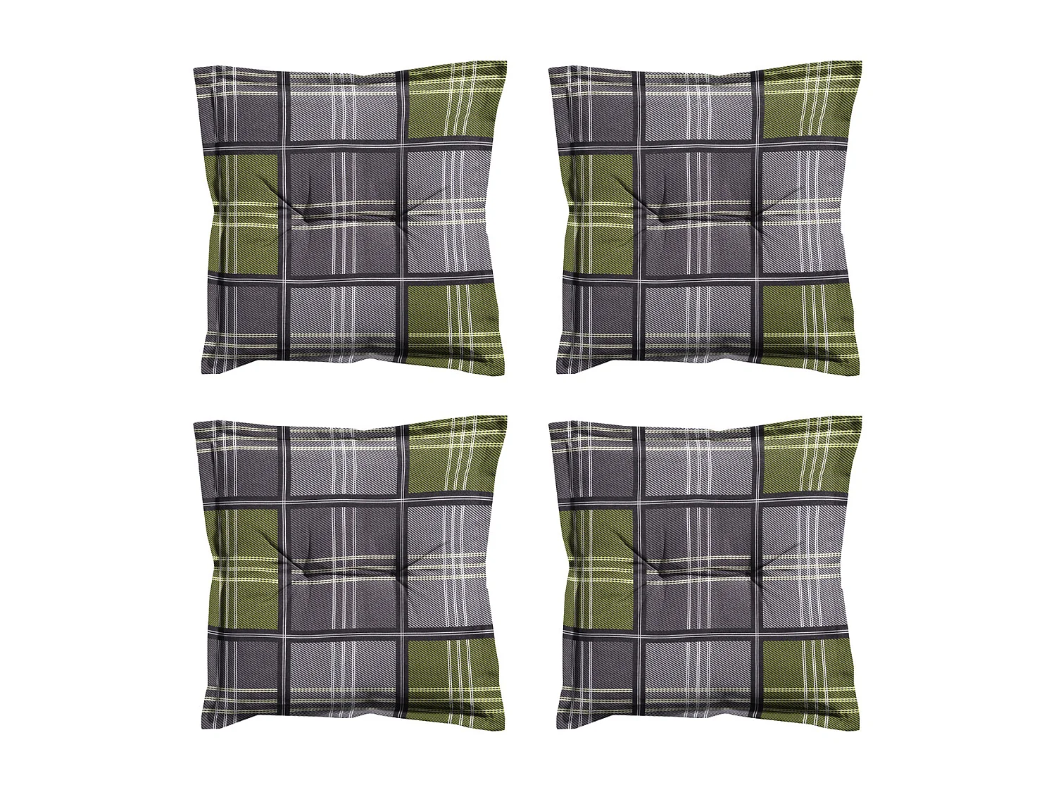 Coussin d'assise Patchy olive - Environ 50 x 50 cm - Lot de 4