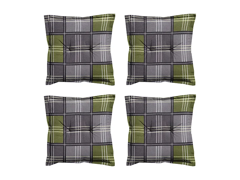 Coussin d'assise Patchy olive - Environ 50 x 50 cm - Lot de 4