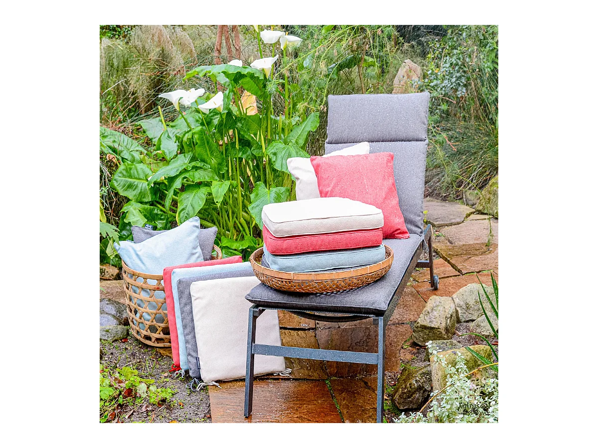 Coussin de chaise de jardin haut dossier Terra toile éco+ - Environ 120 x 50 cm - Lot de 4