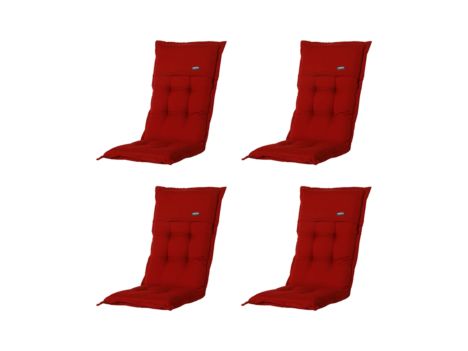 Coussin de chaise de jardin à dossier bas côtelé rouge - Environ 105 x 50 cm - Lot de 4