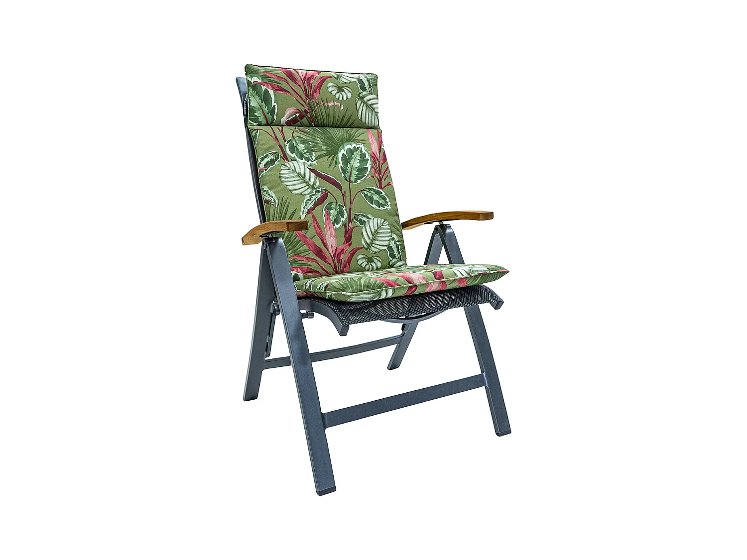 Coussin de chaise de jardin haut dossier Cala vert - Environ 120 x 50 cm - Lot de 4