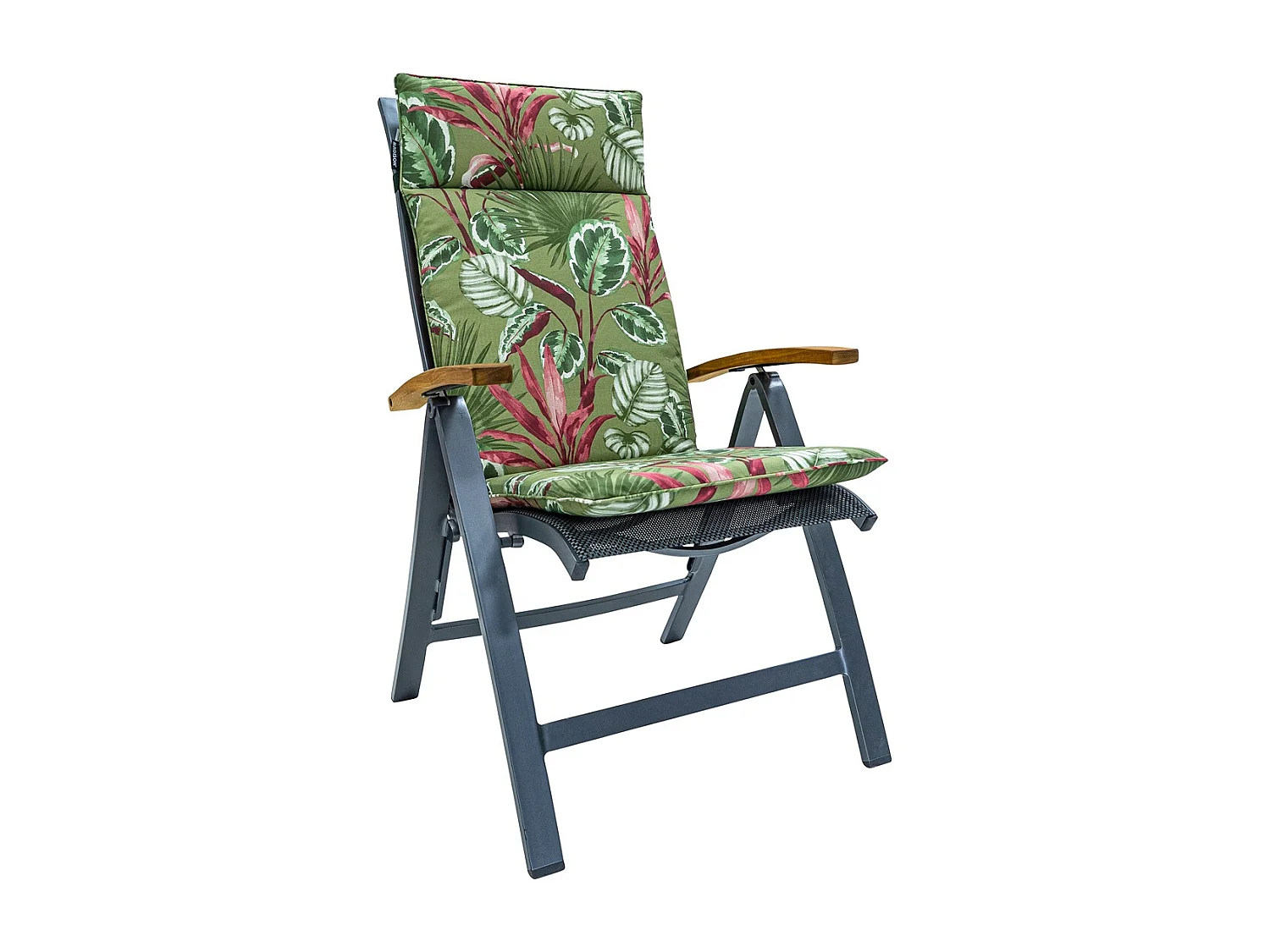 Coussin de chaise de jardin haut dossier Cala vert - Environ 120 x 50 cm - Lot de 4