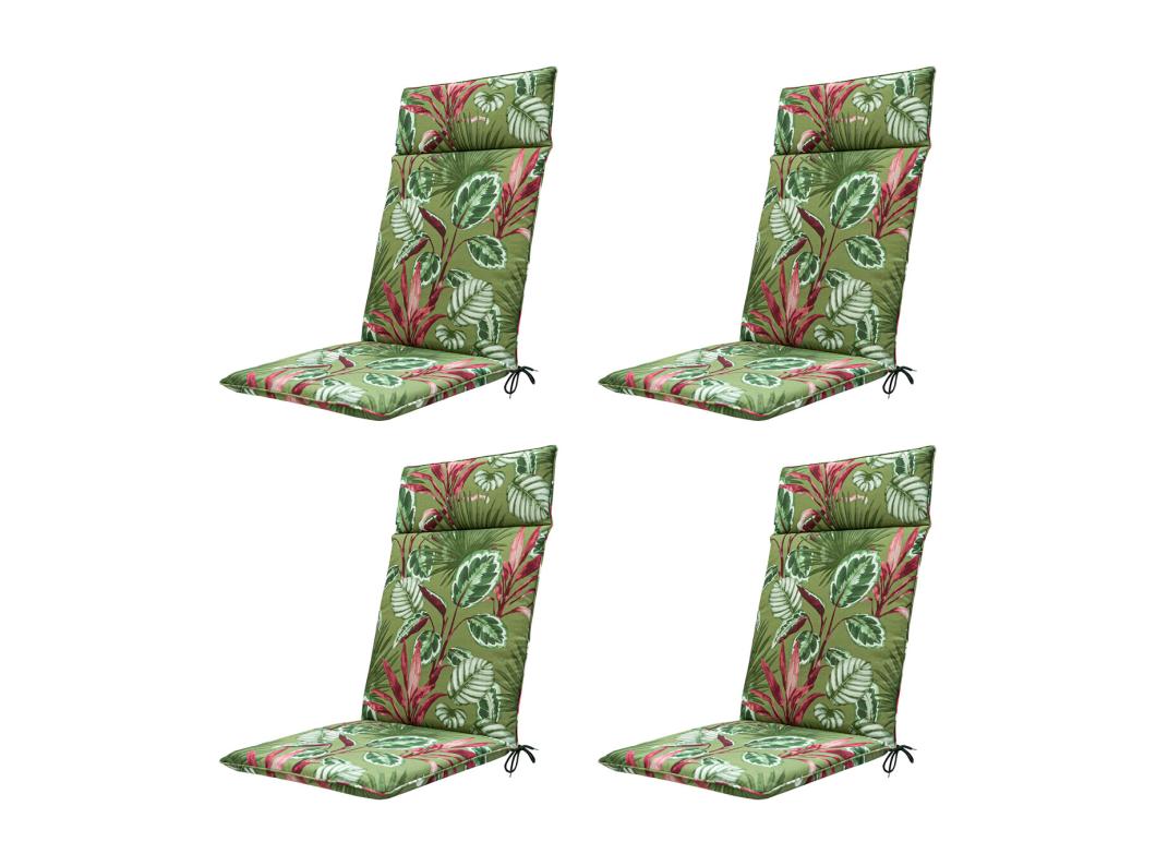 Tuinstoelkussen Hoge Rug Cala green - Ca. 120x50 cm - Set van 4