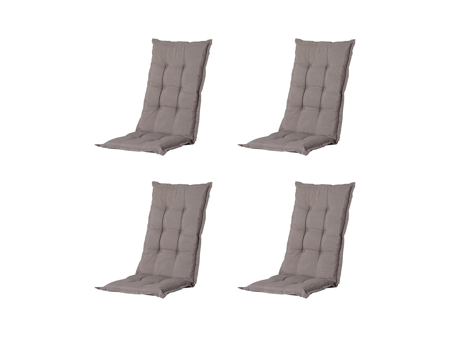 Coussin de chaise de jardin dossier haut Panama taupe - Environ 123 x 50 cm - Lot de 4