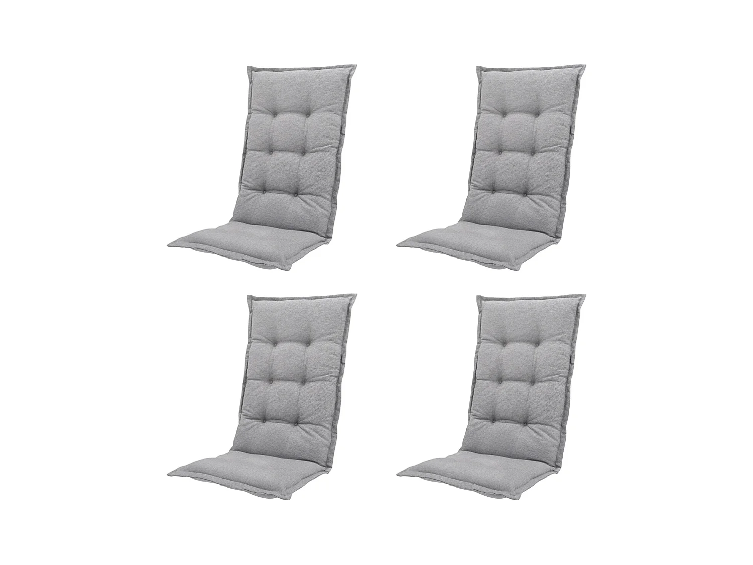 Coussin de chaise de jardin dossier haut Naples gris - Environ 123 x 50 cm - Lot de 4