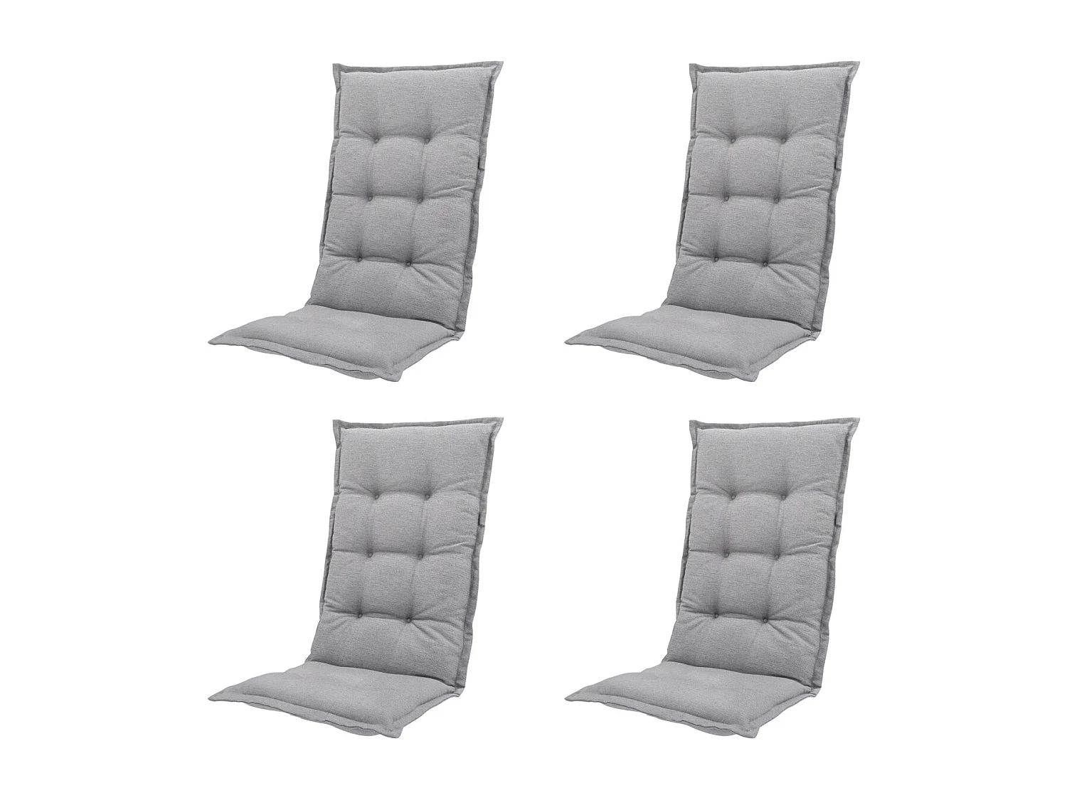 Coussin de chaise de jardin dossier haut Naples gris - Environ 123 x 50 cm - Lot de 4