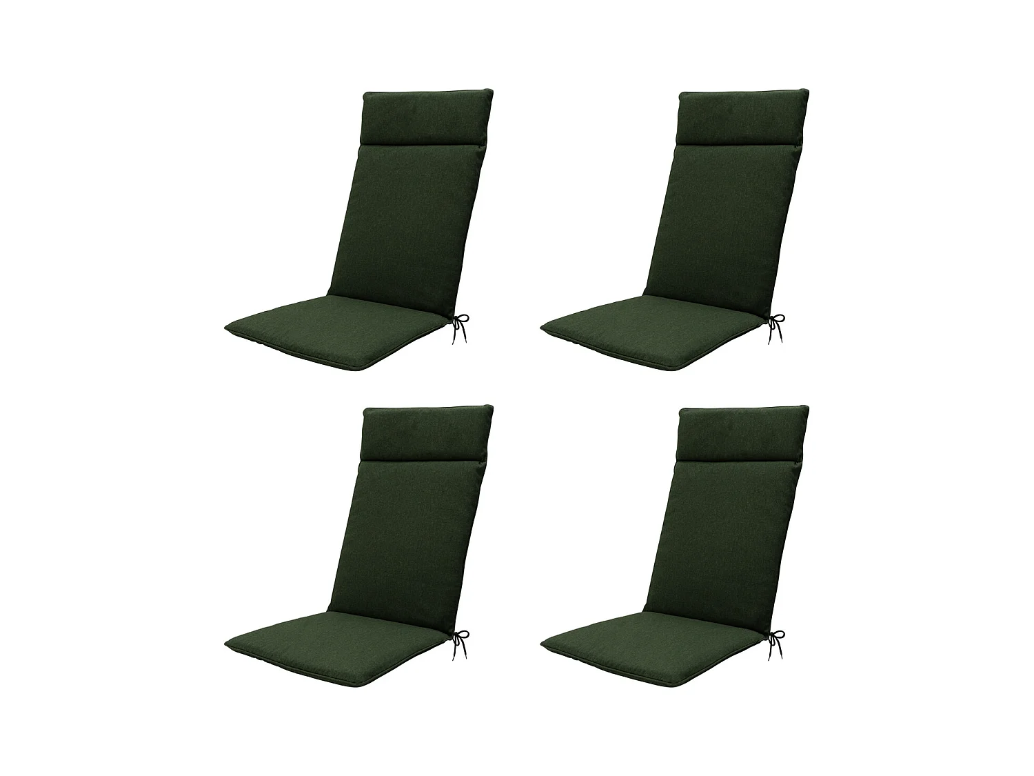 Coussin de chaise de jardin dossier haut toile verte éco+ - Environ 120 x 50 cm - Lot de 4