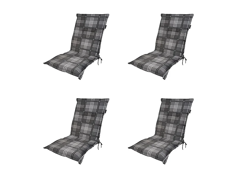 Coussin de chaise de jardin à dossier bas Patchy gris - Environ 105 x 50 cm - Lot de 4