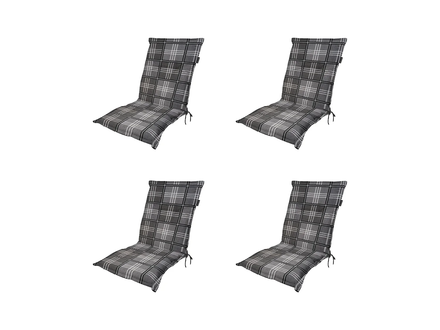 Coussin de chaise de jardin à dossier bas Patchy gris - Environ 105 x 50 cm - Lot de 4