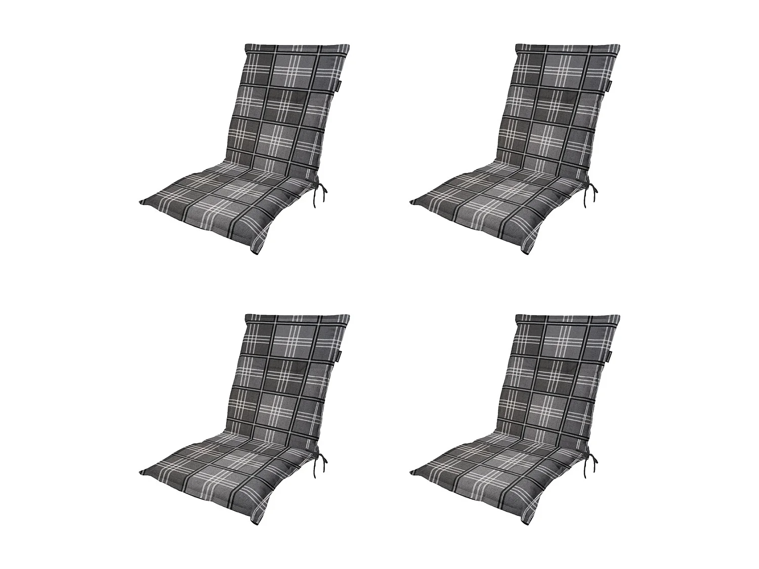 Coussin de chaise de jardin à dossier bas Patchy gris - Environ 105 x 50 cm - Lot de 4