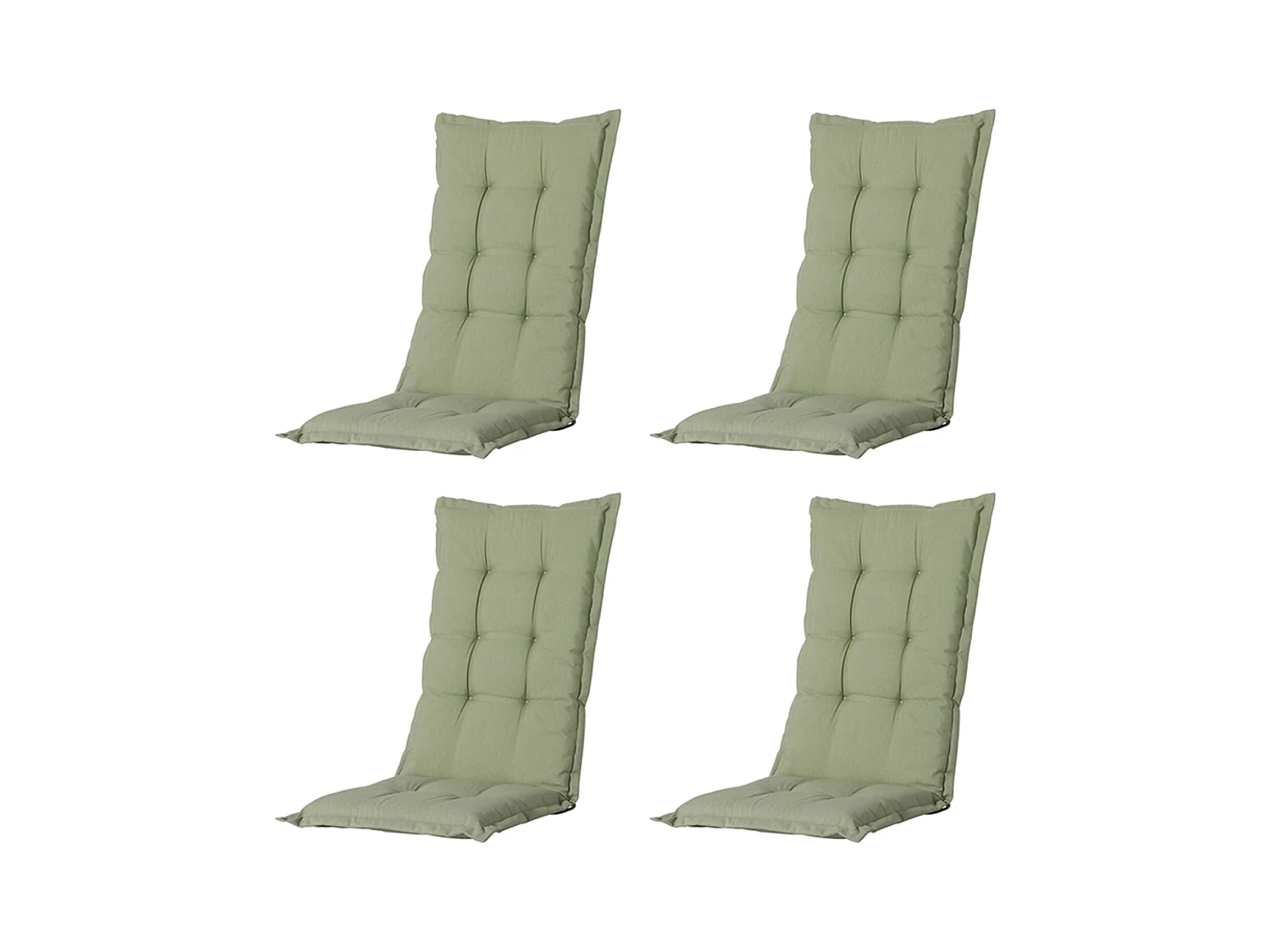Coussin de chaise de jardin à dossier haut Panama sauge - Environ 123 x 50 cm - Lot de 4