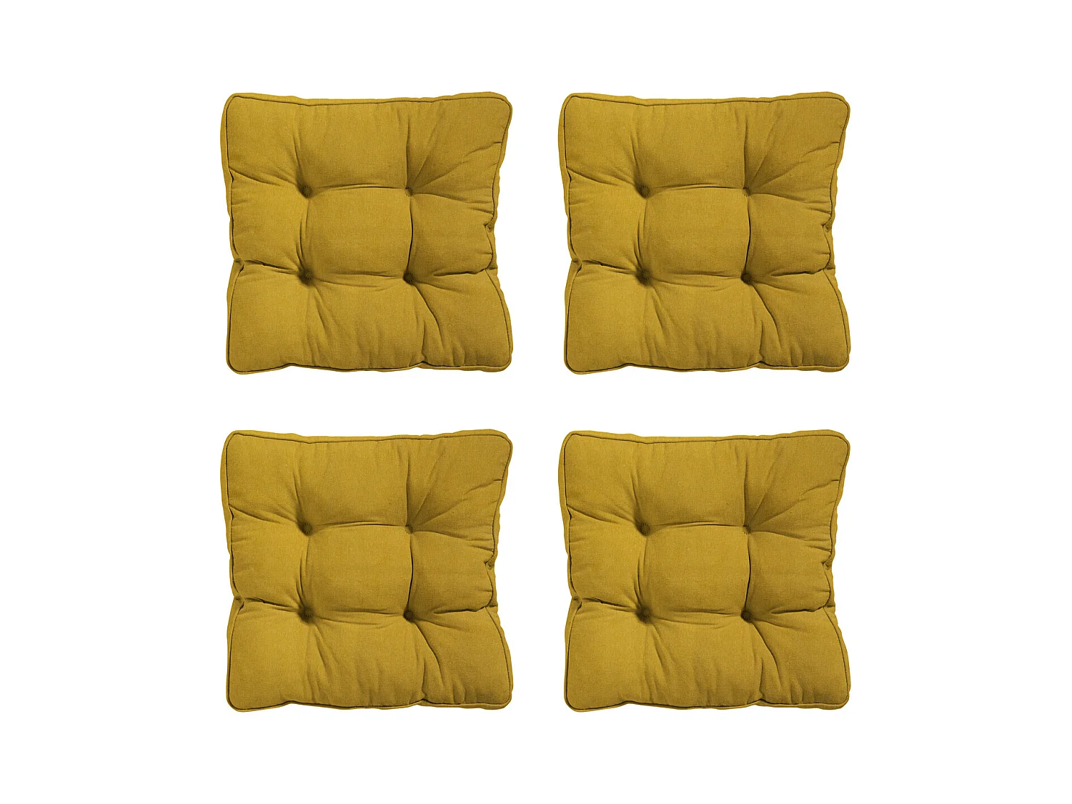 Coussin d'assise Florance Panama moutarde - Env. 47 x 47 cm - Lot de 4