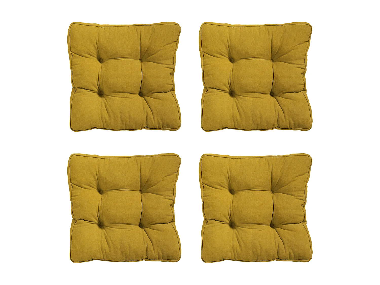 Coussin d'assise Florance Panama moutarde - Env. 47 x 47 cm - Lot de 4