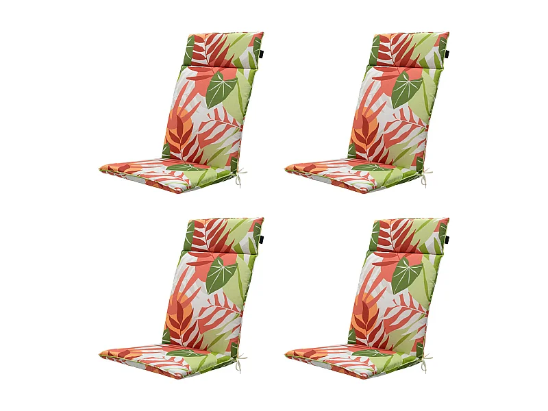 Coussin de chaise de jardin dossier haut Iven terra - Environ 120 x 50 cm - Lot de 4