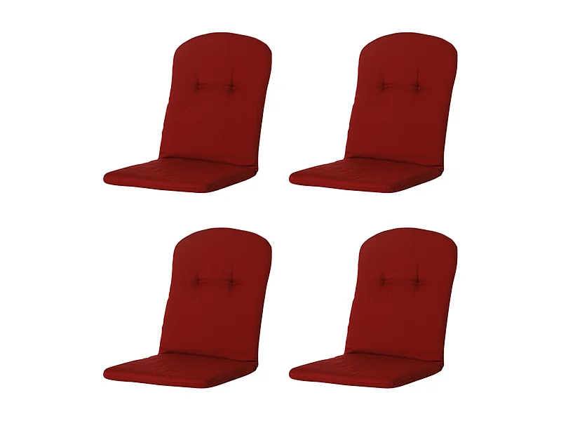 Kuipstoelkussen Hoge Rug Rib red - Ca. 96x45 cm - Set van 4