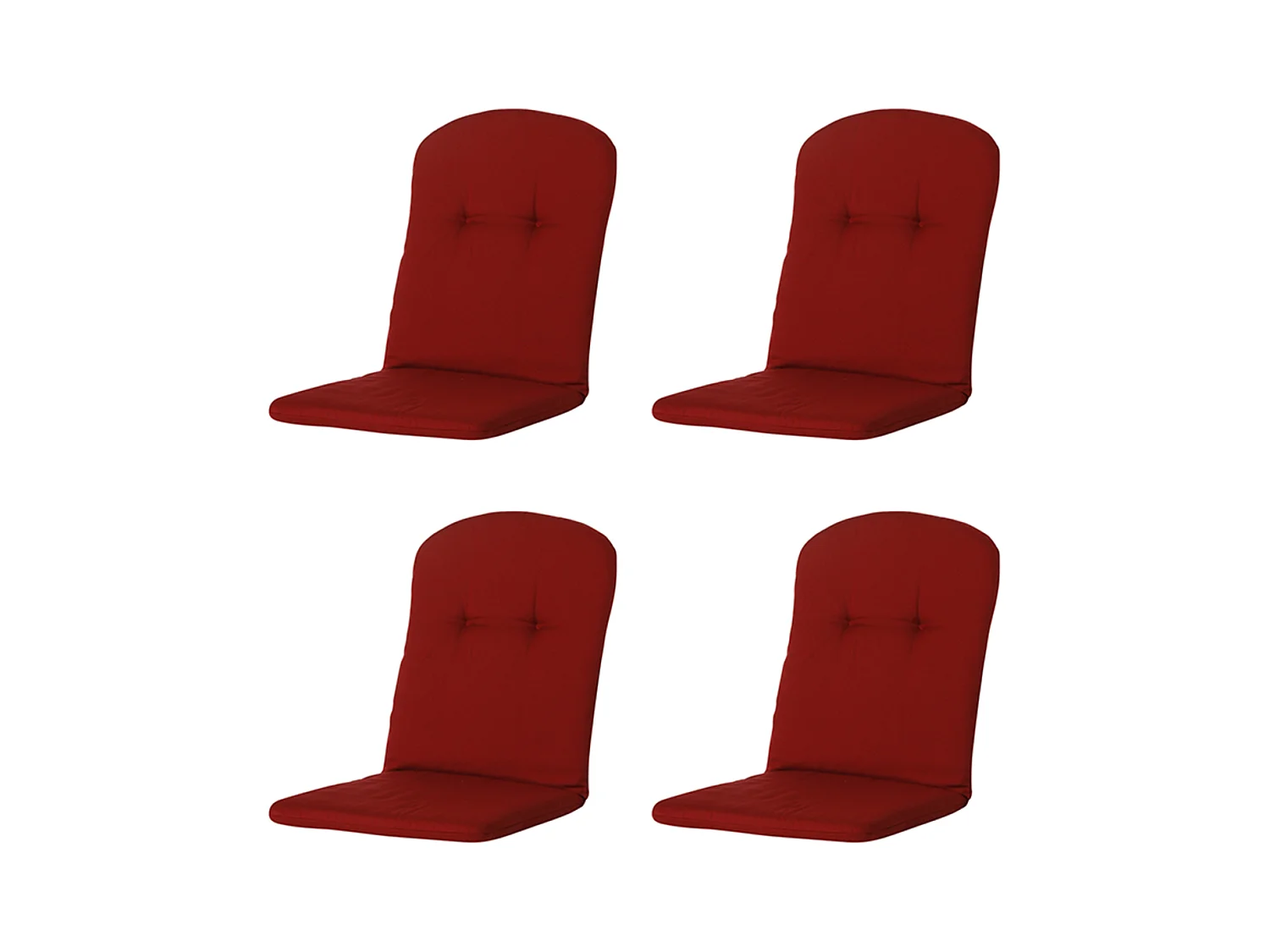 Coussin de fauteuil haut dossier côtelé rouge - Environ 96 x 45 cm - Lot de 4
