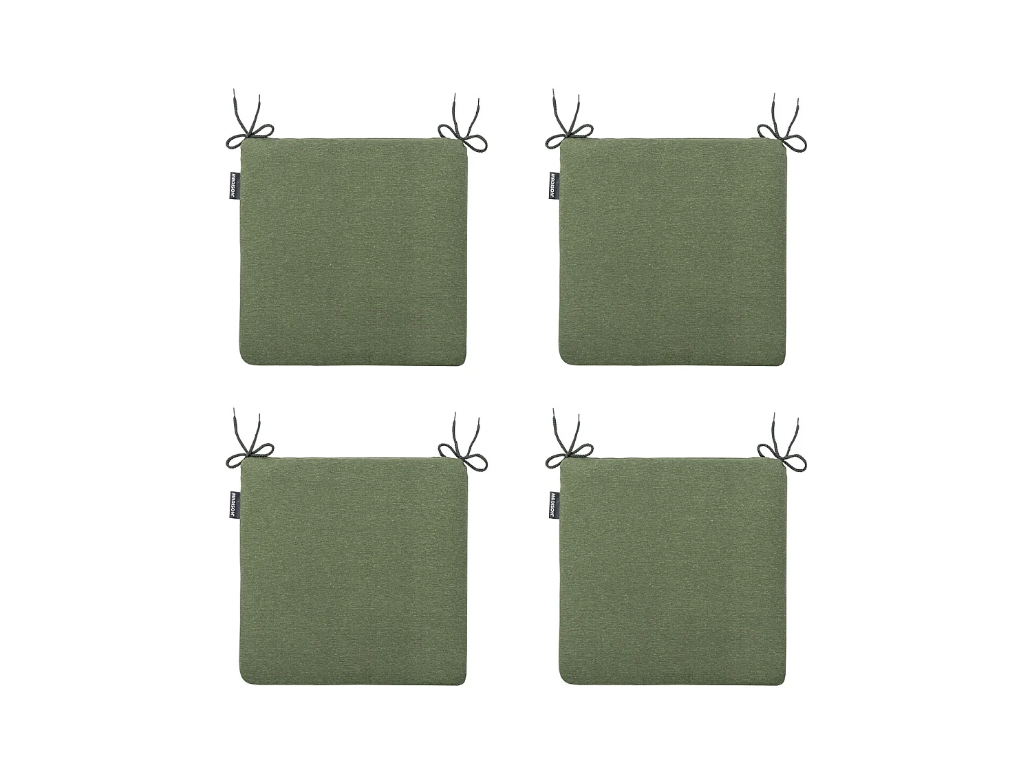Coussin d'assise Panama vert - Environ 40 x 40 cm - Lot de 4