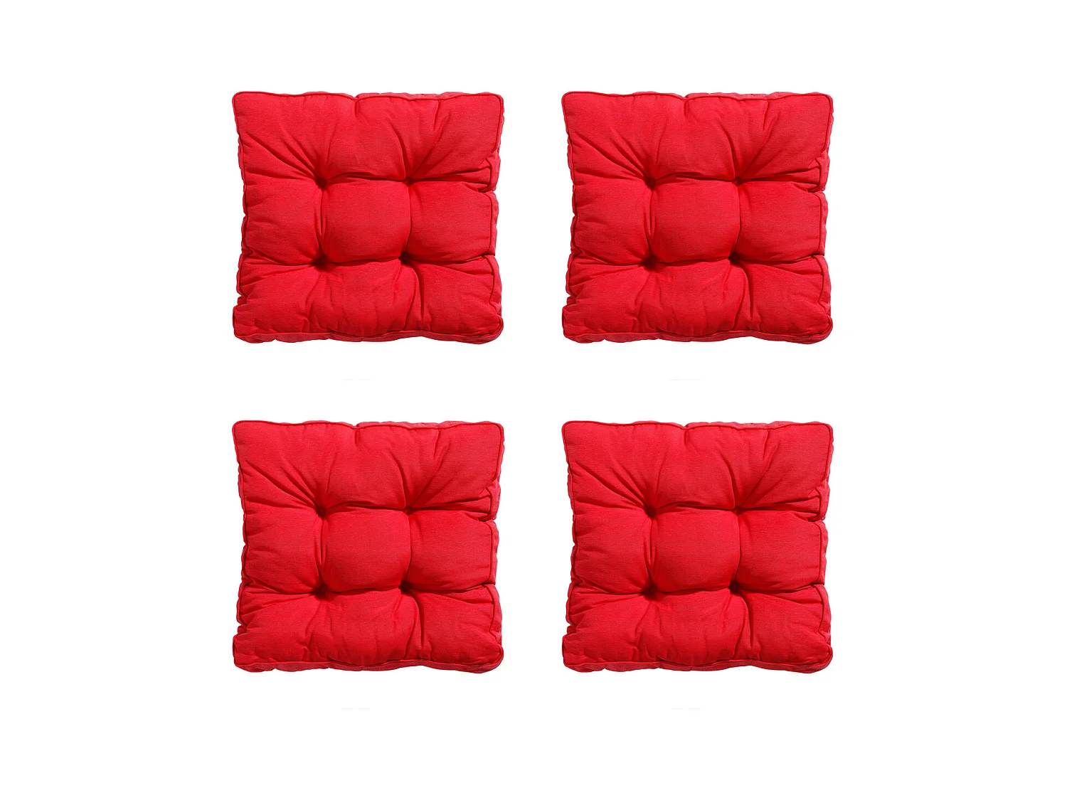 Coussin d'assise Florance Panama rouge - Env. 47x47 cm - Lot de 4