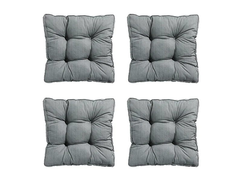 Coussin d'assise Florance Basic gris - Environ 47 x 47 cm - Lot de 4
