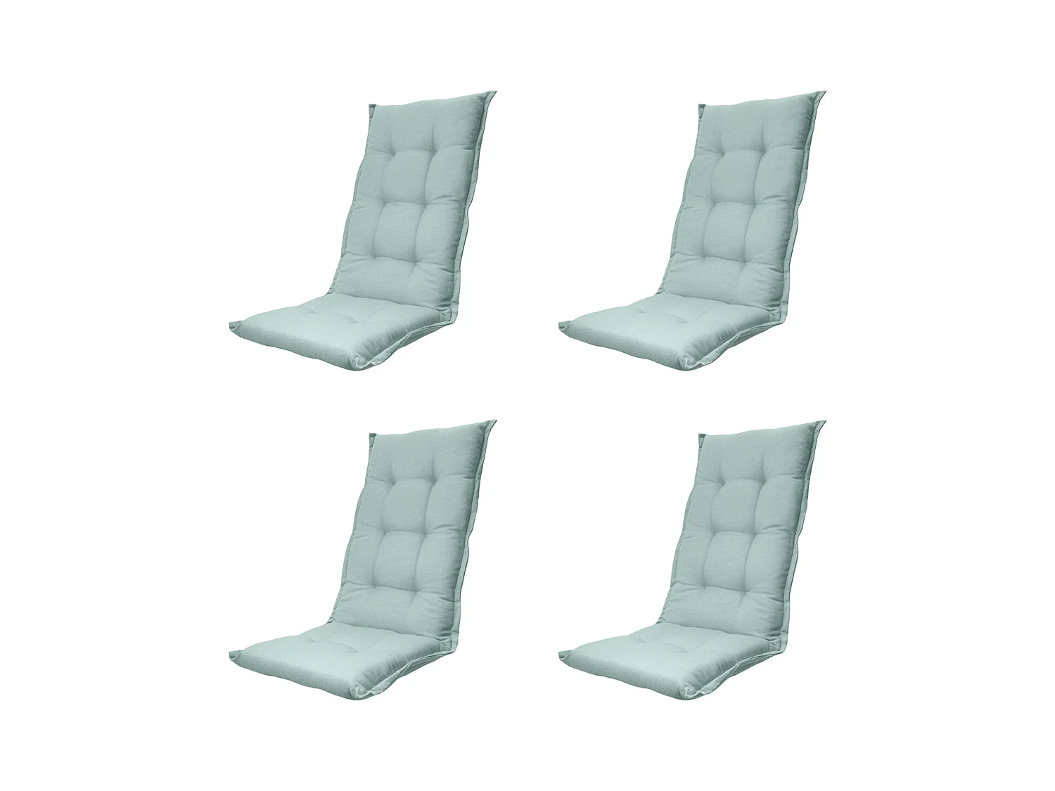 Coussin de chaise de jardin dossier haut Naples bleu azur - Env. 123 x 50 cm - Lot de 4