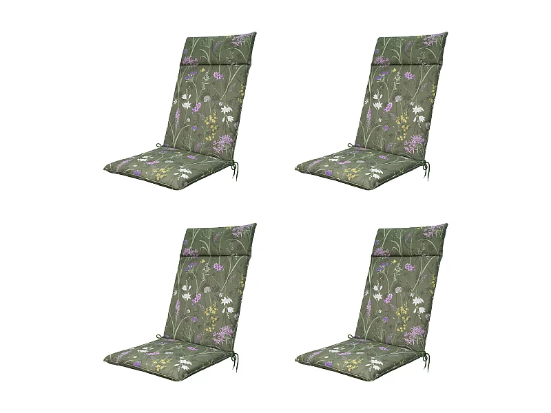 Tuinstoelkussen Hoge Rug Donna green canvas eco+ - Ca. 120x50 cm - Set van 4