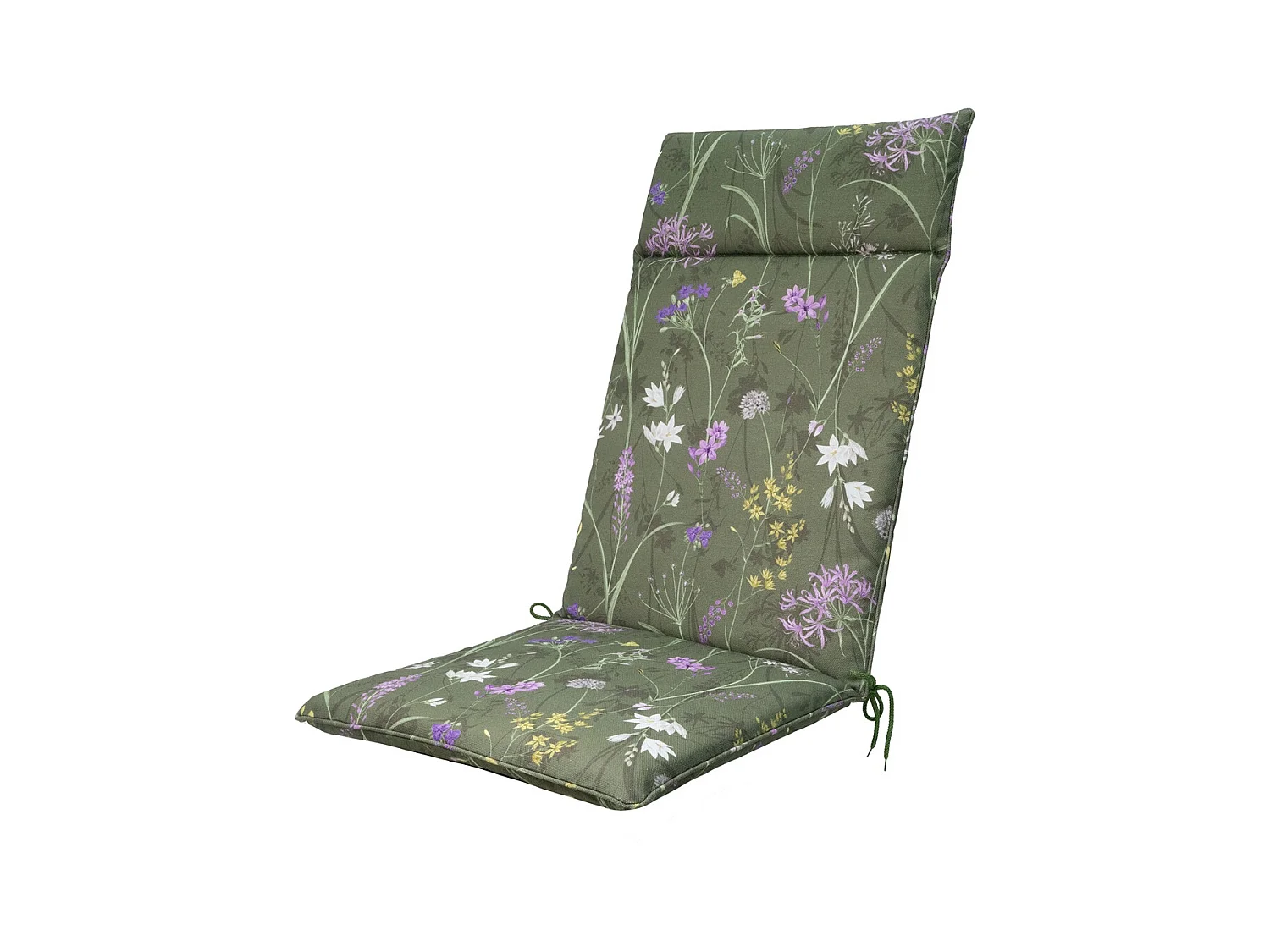 Coussin de chaise de jardin haut dossier Donna vert toile éco+ - Environ 120 x 50 cm - Lot de 4
