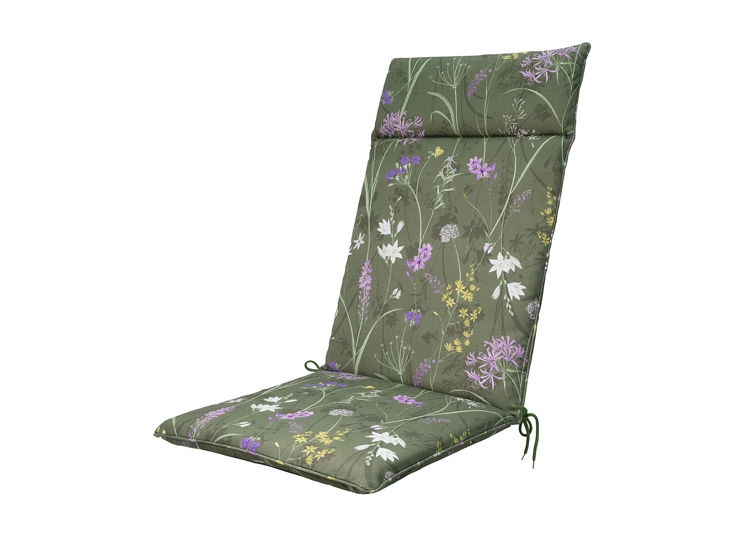 Coussin de chaise de jardin haut dossier Donna vert toile éco+ - Environ 120 x 50 cm - Lot de 4