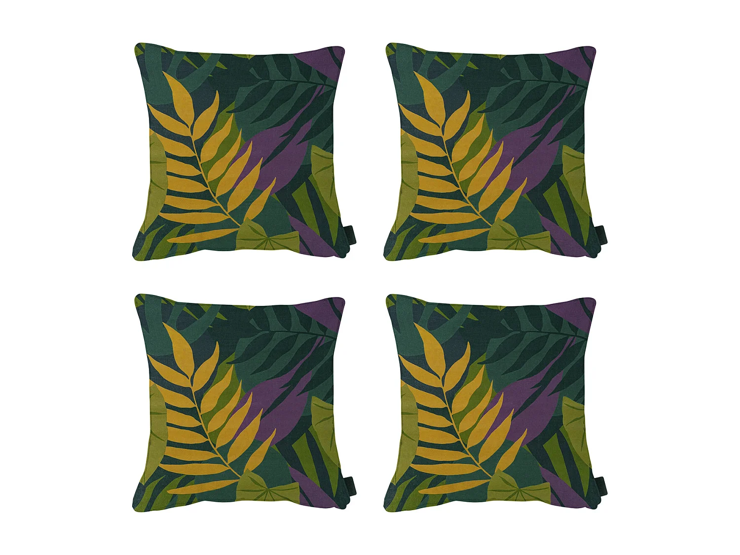 Coussin décoratif Iven vert - Environ 50x50 cm - Lot de 4