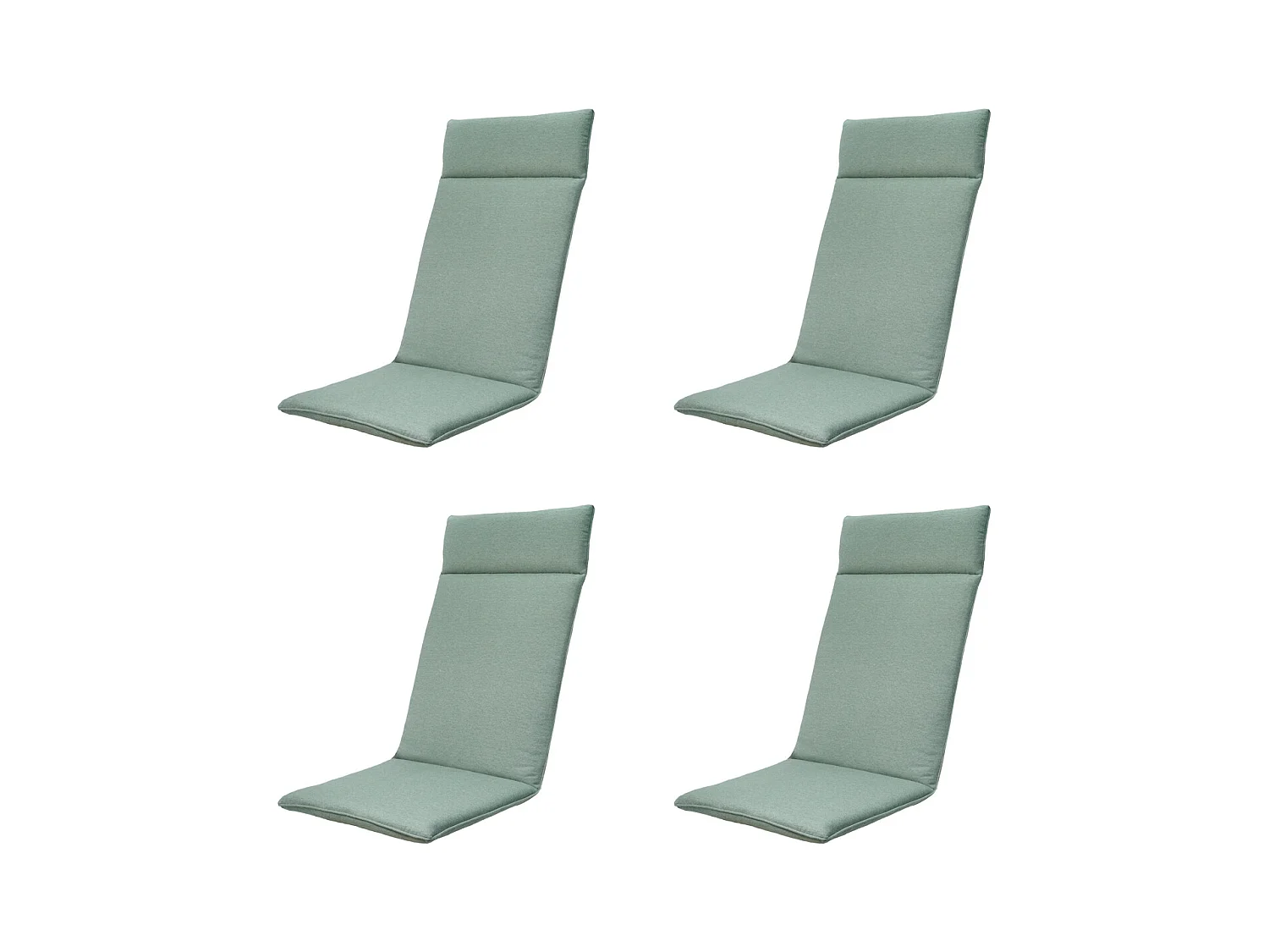 Coussin de chaise de jardin dossier haut Naples kaki - Environ 120 x 50 cm - Lot de 4