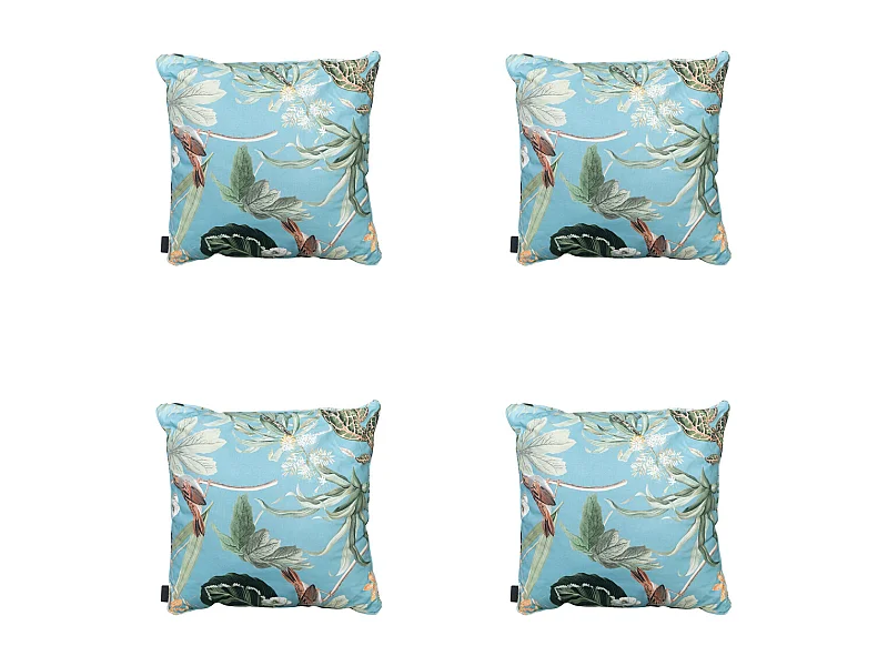 Coussin décoratif Grasse aqua - Env. 50x50 cm - Lot de 4