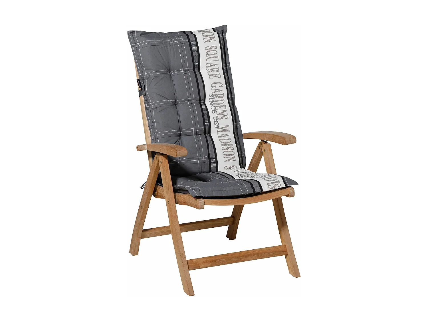 Coussin de chaise de jardin à dossier bas Madison gris jardin - Dimensions approximatives : 105 x 50 cm - Lot de 4