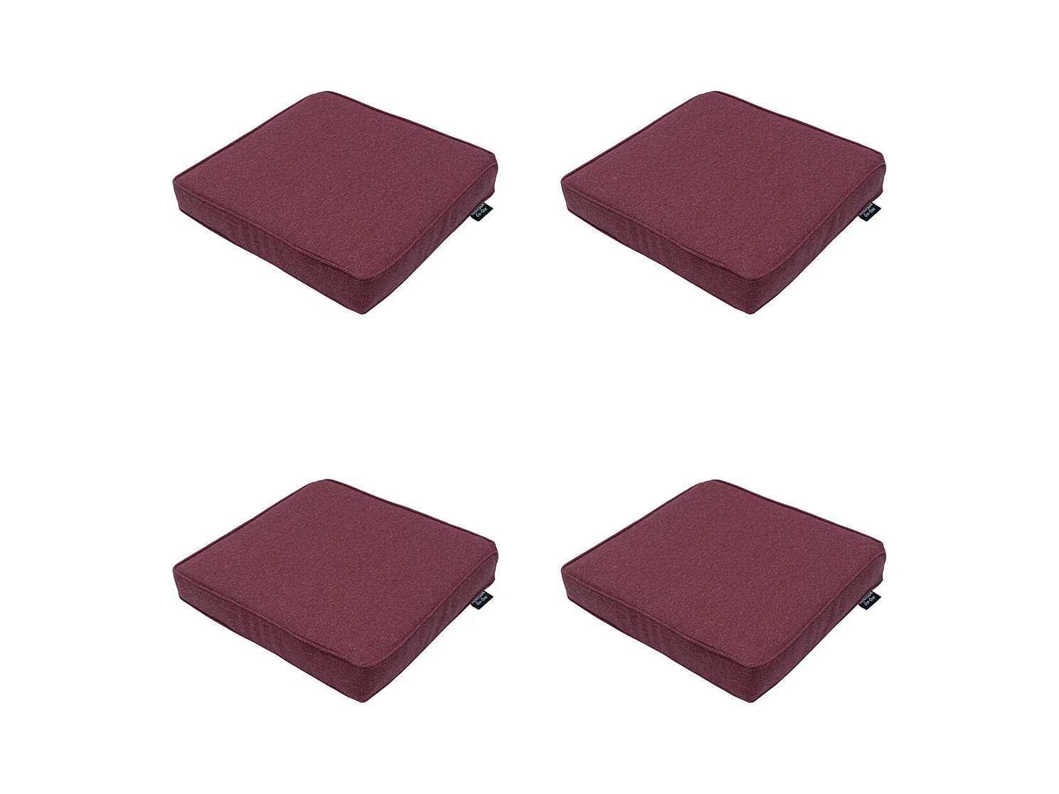 Coussin d'assise Bordeaux toile éco+ - Env. 40x40 cm - Lot de 4