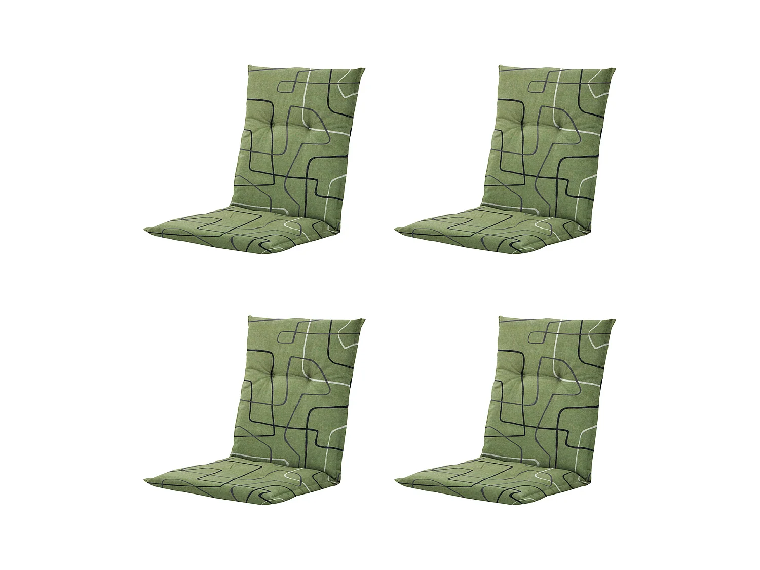 Coussin de chaise de jardin dossier bas Joah sauge - Env. 105 x 50 cm - Lot de 4